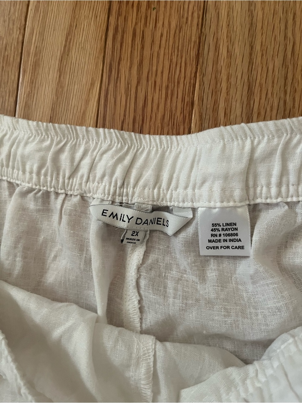 White Linen Eyelet Straight Leg Capri Pull On Pants 2X Coastal Resort Beach - Picture 4 of 9
